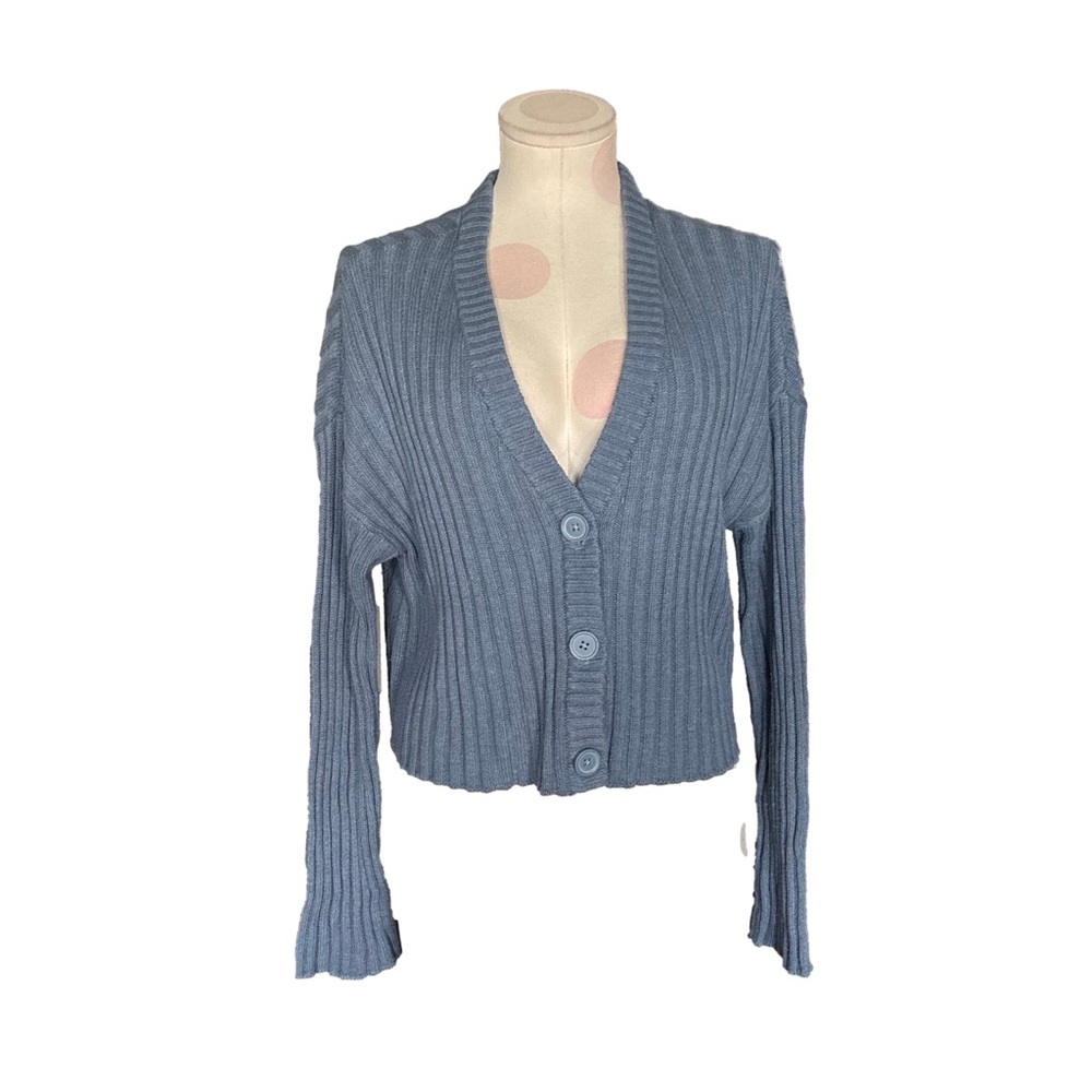 American Eagle Soft Girl Cropped Cardigan - Blue - M